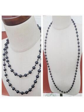 Retro Black Bead Single Stand Necklace